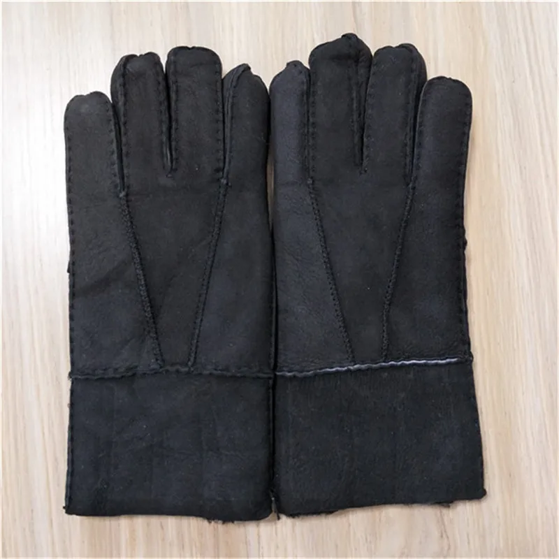 Мужские кожаные перчатки из овчины, высококачественные мужские кожаные зимние перчатки с мехом, мужские зимние перчатки