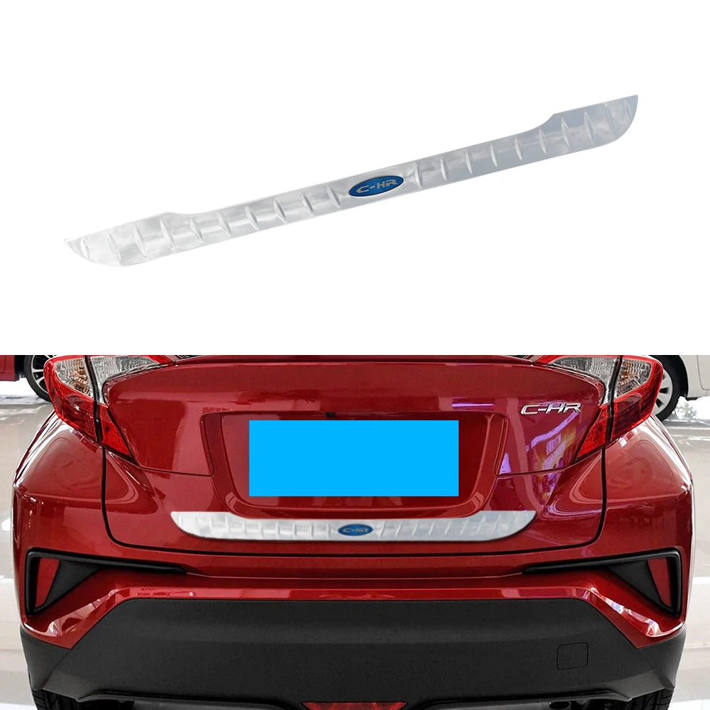 

Jameo Auto Stainless Steel Car Rear Trunk Protection Cover Rear License Decoration Trim Sticker for Toyota C-HR CHR 2016 - 2018