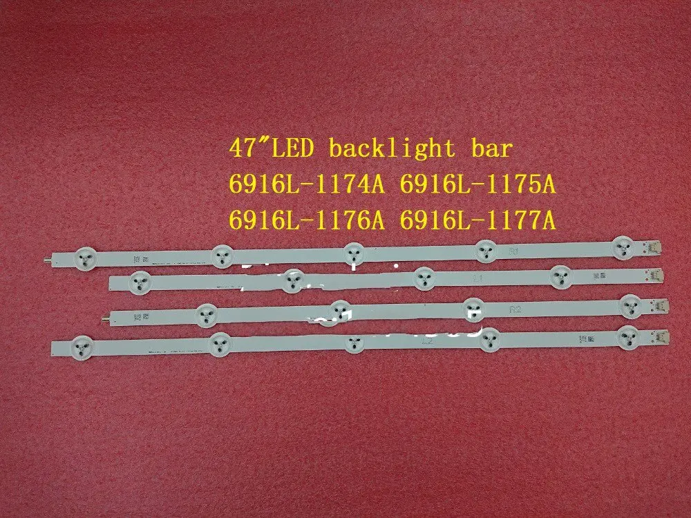 4 шт. 47LE5500 47E5ERS светодиодный полоски 4" ROW2.1 Rev 0,7 6916l-1174a 6916l-1175a 6916l-1176a 6916l-1177a, б/у и Новые запчасти