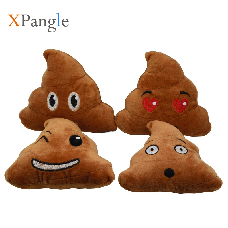 

XPangle Pet Dog Toy Emoji Meme Cute Shit Plush Squeak Toys for Small Large Dogs Cats Stool Shape Soft Pet Supplies Toy 4 Choice