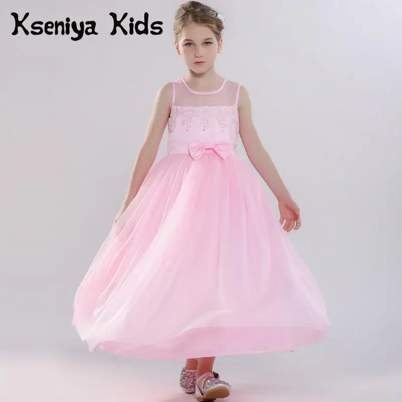 

Kseniya Kids Girls Princess Dresses Long Hollow Patchwork Girls Ball Gown Evening Dresses Pink Girl Dress For Party And Wedding