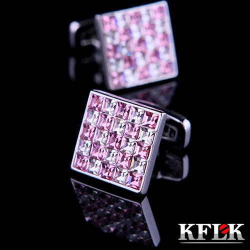 KFLK 2020 Luxury shirt cufflink mens gift Brand cuff button Pink and