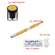 Tattoo Kits Microblading Permanent 3D Makeup Eyebrow Tattoo Needle ink Pen Pigment Kit Training g61109