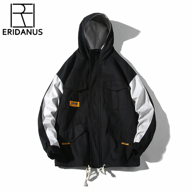 

Men's New 2019 Fashion Hoodie Jackets Excellent Pockets Zipped with Buttons Tightened Cuffs Tied Accessory Ribbons Coats X811