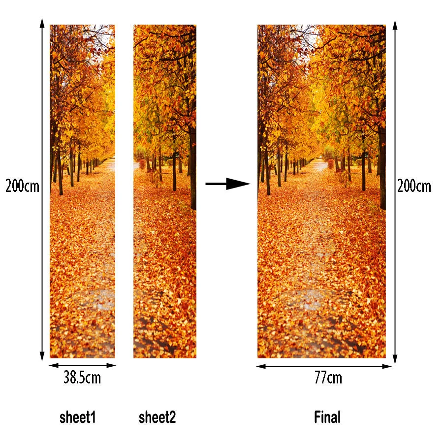 77X200 см 3D стикер на стену двери DIY домашний декор художественная Фреска креативные виниловые обои водонепроницаемые деревянные осенние листья наклейка s on the