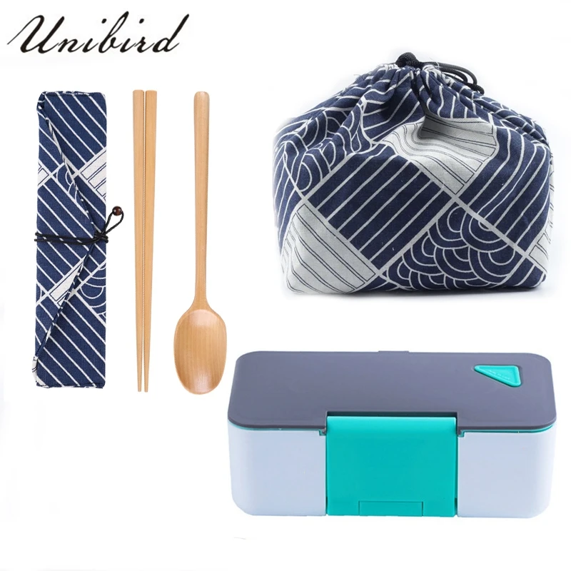 Unibird японский пластиковый Ланч-бокс с сумкой, ложкой, палочками для еды, Bento box, контейнер для суши с подогревом, держатель для телефона
