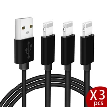 3 шт. в упаковке, ROCK, USB кабели для мобильных телефонов, для iPhone 2,4 A, кабель для быстрой зарядки, для iPhone, кабель для синхронизации данных, для iPhone X, XS, 8, 7, 6