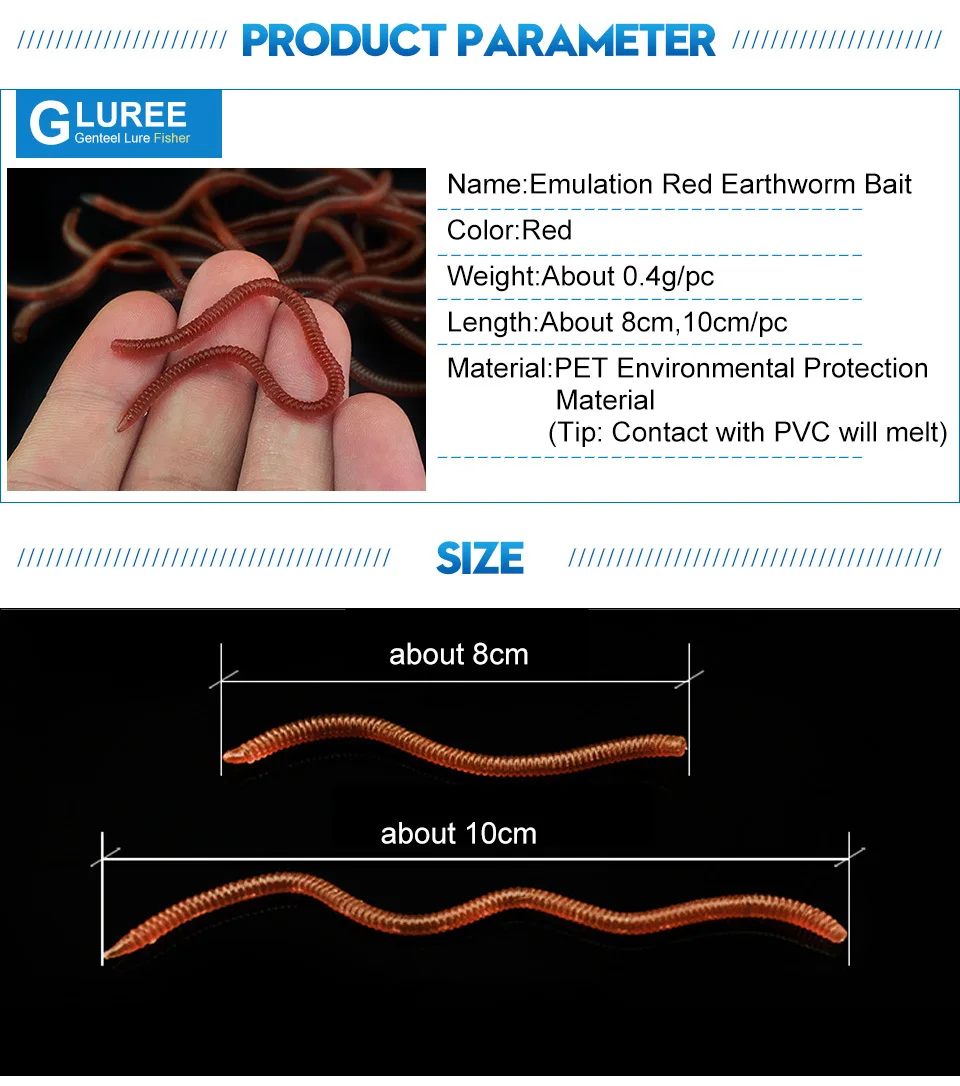 GLUREE-50PcsLot-8cm-10cm-Simulation-Earthworm-Soft-Fishing-Lures-Red-Soft-Bait-PET-Artificial-Bait-Worms-Fishing-Tackle_03