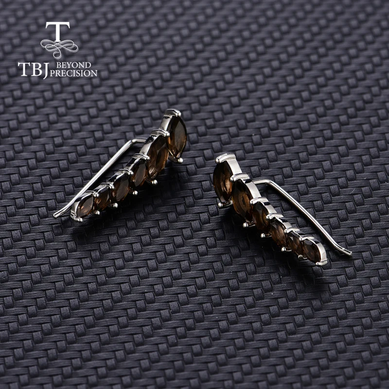 Smoky quartz earring natural gemstone simple elegant design 925 sterling silver fine jewelry for women wife anniversary gift