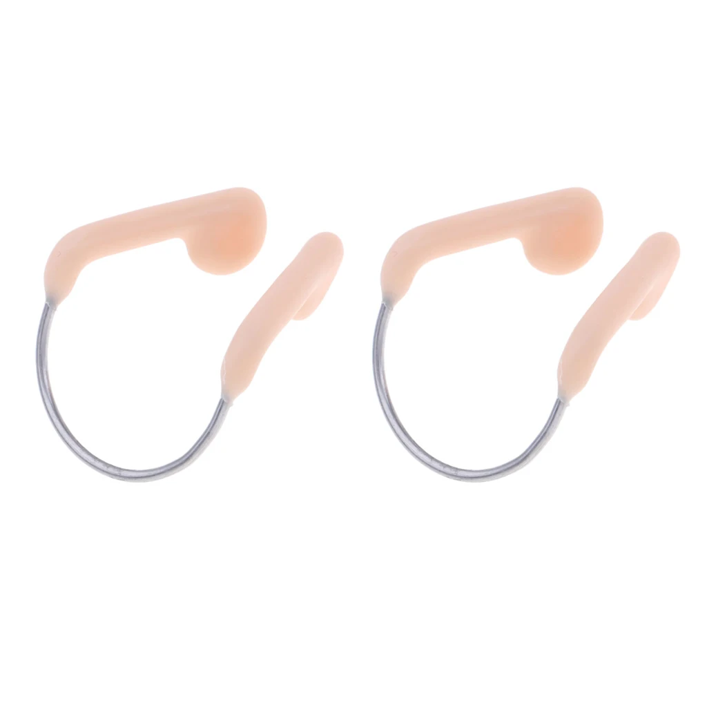 Durable No-Skid Soft Silicone Steel Wire Nose Clip for Swimming Diving Water Sports Nose Clip Skin Color Swimming Accessories