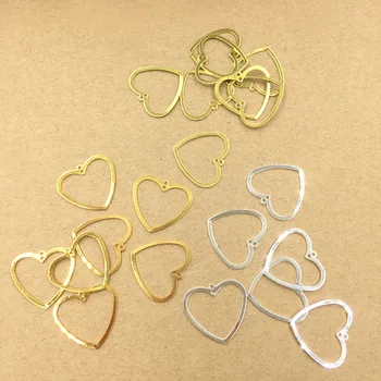 

20mm 30mm Geometric Designs Love Heart with 2 Holes Connectors Earrings Making Supplies DIY Findings Multi-color Plated