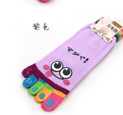 ankle socks women 1pair/lot Cute Cartoon Smile Print Toe Socks Five toe cartoon cotton Socks female cotton funny socks sockwell compression socks