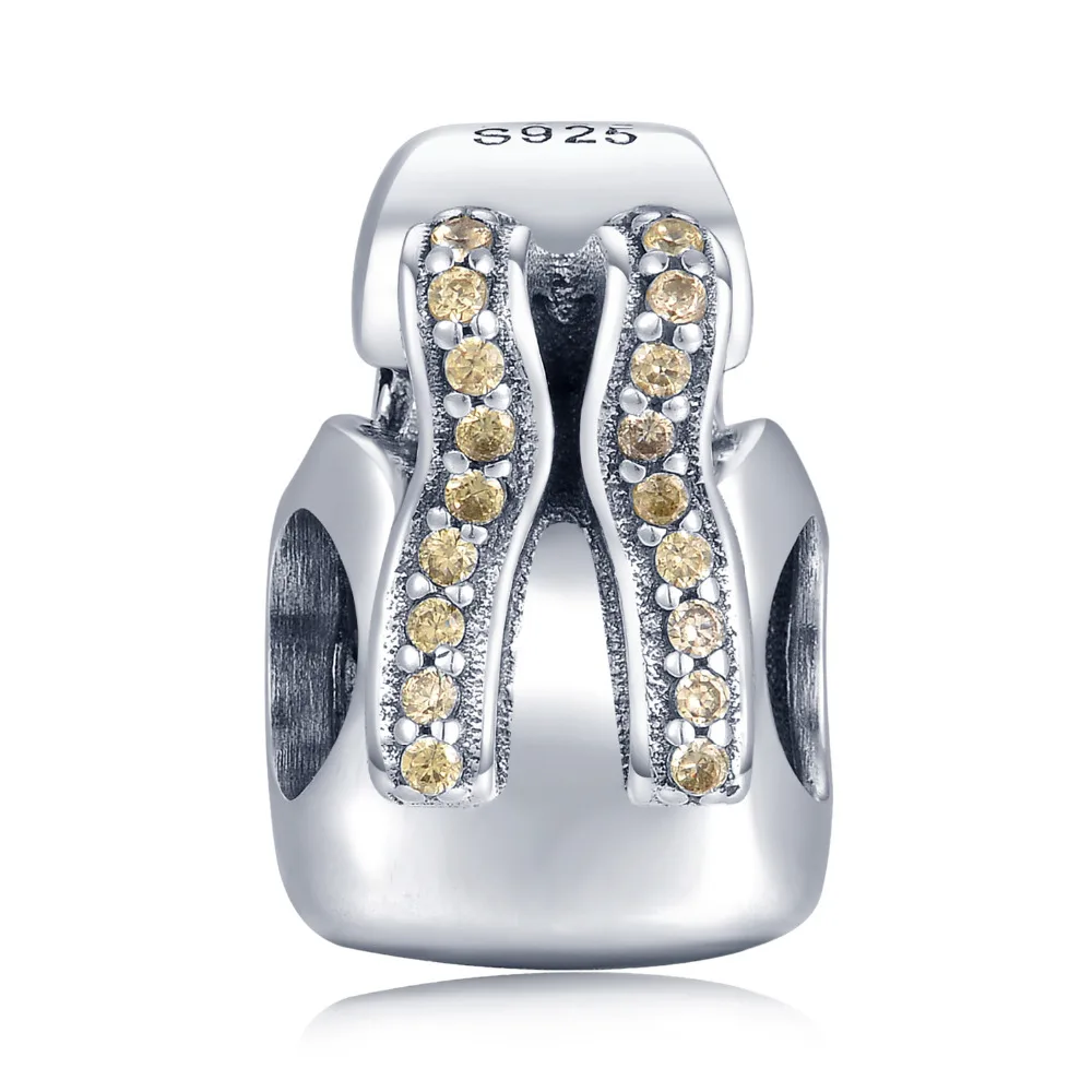 JewelryPalace желтый CZ проложить фианит рюкзак Шарм бисера Fit браслет 925 пробы серебро