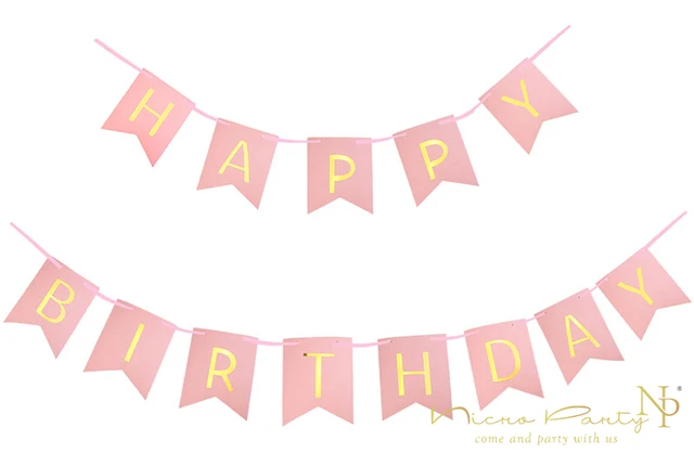nicro 3m birthday letter banner flags pink light pink hanging baby new baby banners