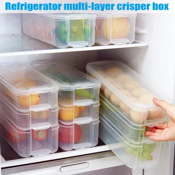 

1pc Plastic Storage Bins Refrigerator Food Containers with Lid for Kitchen Cabinet Freezer Dropshipping FAS