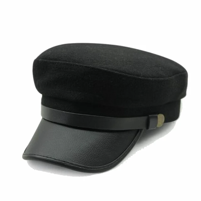 black peaked military hat