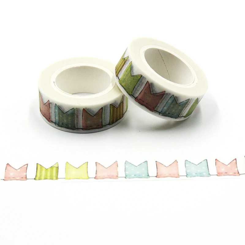 

1PC Creative Color Flag 15mm*10m Japanese Washi Decorative Adhesive Tape Flags Pattern Masking Paper Tape Diary Sticker Gift