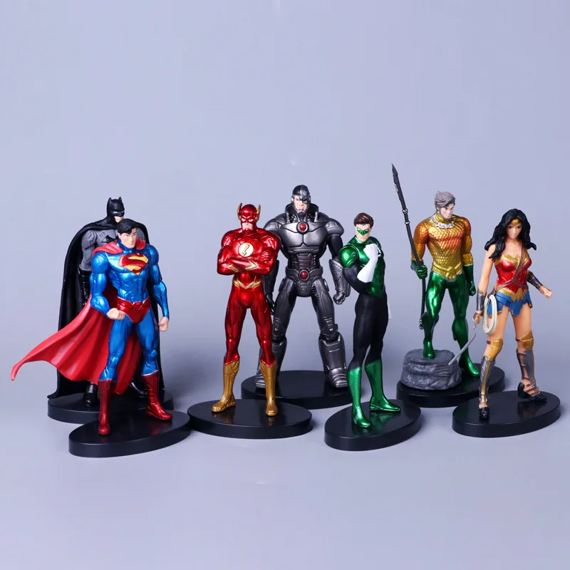 7 pièces/ensemble Justice League 14cm Super héros Superman Batman Flash Neptune Wonder Woman figurine d'action jouets cadeau de noël (lot de 7)