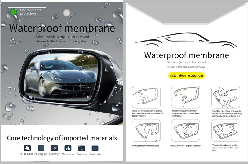 for car mirror anti rain film anti moist anti glare film for car mirror (2)