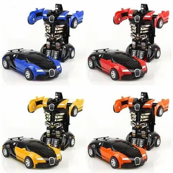 

2 IN 1 Deformation Robot Car Model Plastic Mini Transformation Robots Toy For Boys One Step Impact Vehicles Cars Children Toys