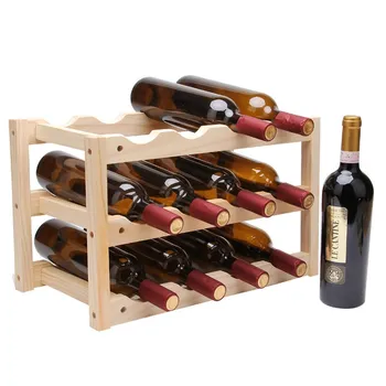 

Wooden Wine Bottle Holder 12 Red Wine Rack Creative Foldable Shelf Wine Wood Mount Bar Display Shelf Folding Wood Bottle Holders