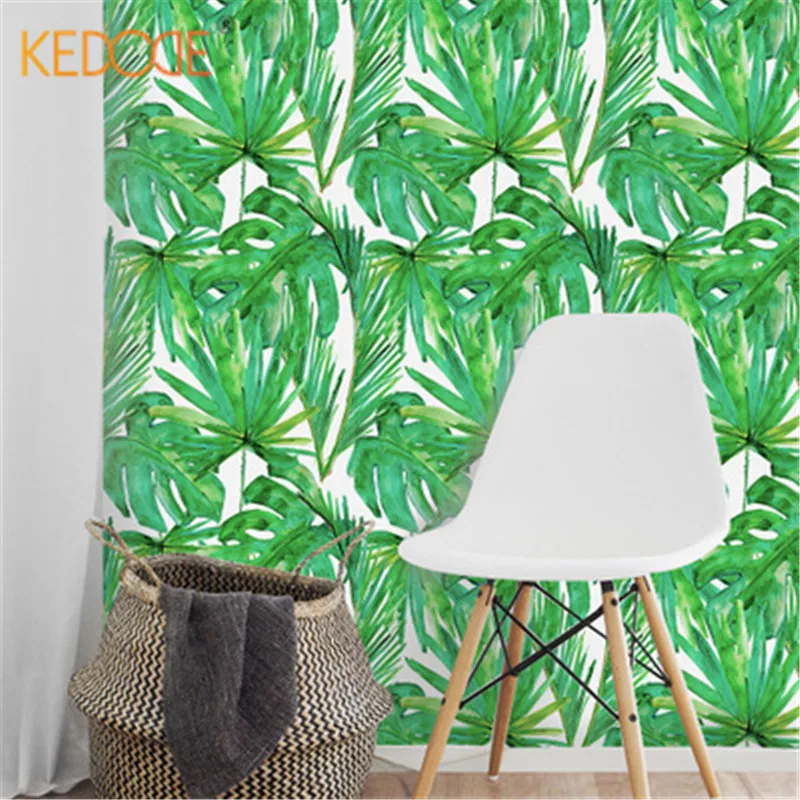 

KEDODE Nordic style green leaf stickers dormitory decoration living room large wallpaper background wallpaper green fresh decals