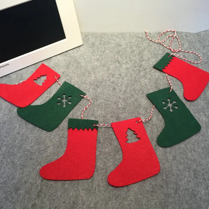 

Partywakaka Felt christmas Pendant decorations for home socks Banner Party Decoration Bunting Flag supply fabric