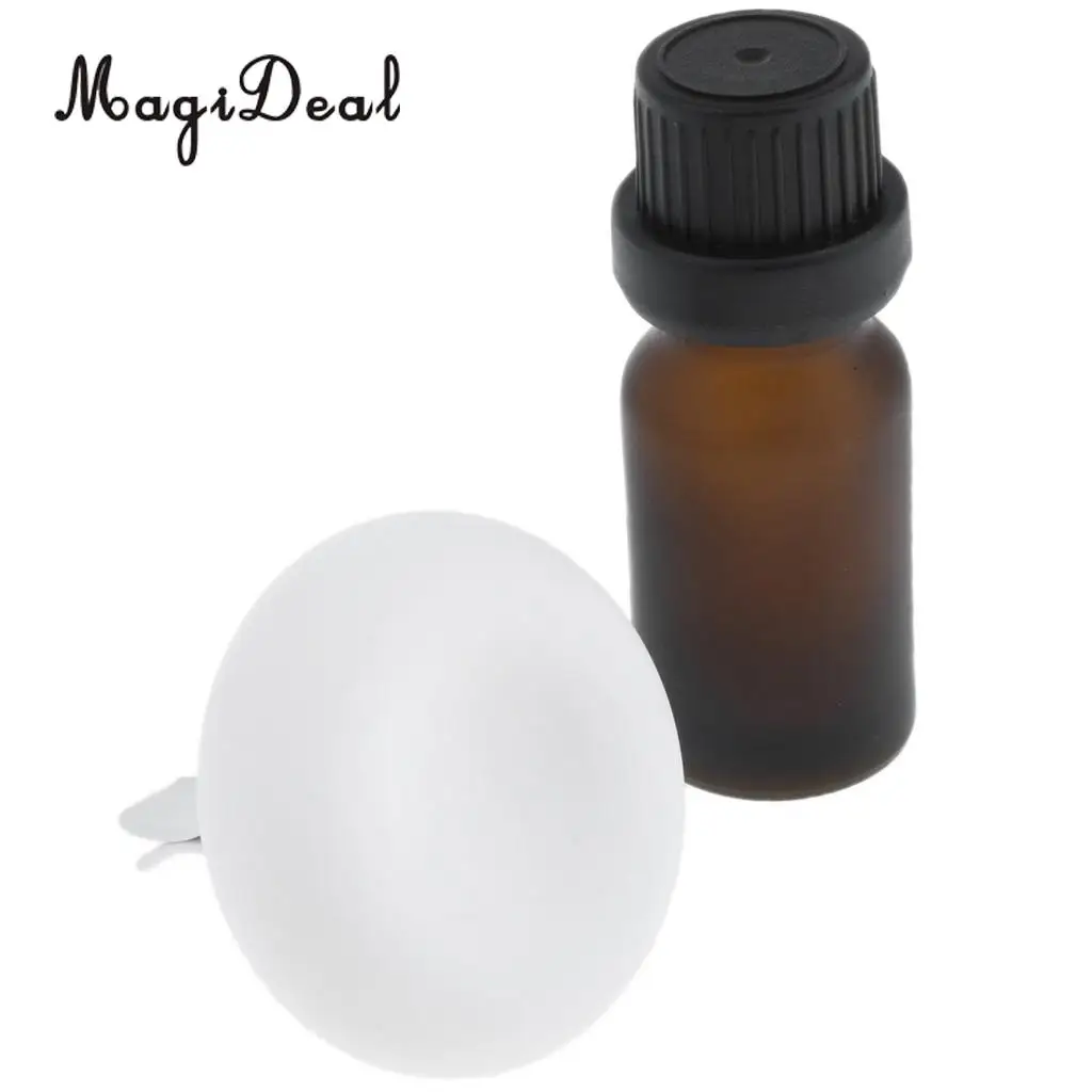 Set of 2pcs Premium Diatomite Earth Car Air Freshener Essential Oils Diffuser Vent Clip With 10ml Glass Refillable Empty Bottle