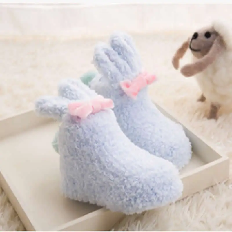 

Baby Socks Newborn Infant Toddler Girl Cute Crib Warm Shoes Winter Sapatos Meias Infantis Coral Velvet Thick Girls Bunny Sock