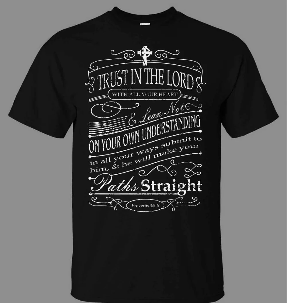 Притчи 3:5-6 Bible T-Shirt-Direct From New Brand-одежда хип-хоп простая Сращивание футболки Топы 3d печатные футболки