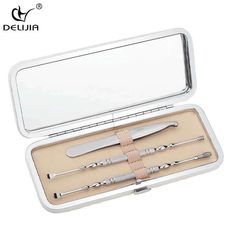 DeLiJia Stainless Steel Digging Ear Spoon Portable Spiral Rotating Dig