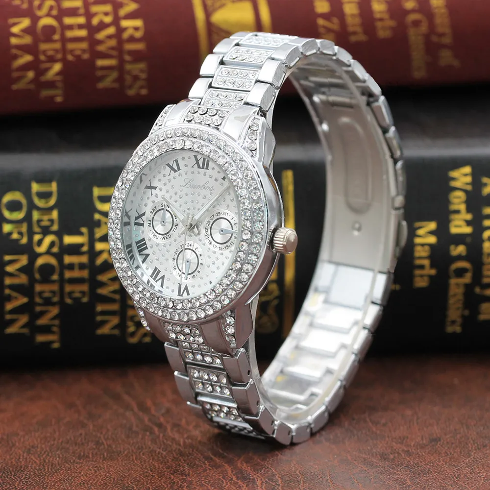 

Diamond Ladies WristWatches clock relogio feminino Women Fashion Stainless Steel Band Analog Quartz Round Watches mujer Hot @F