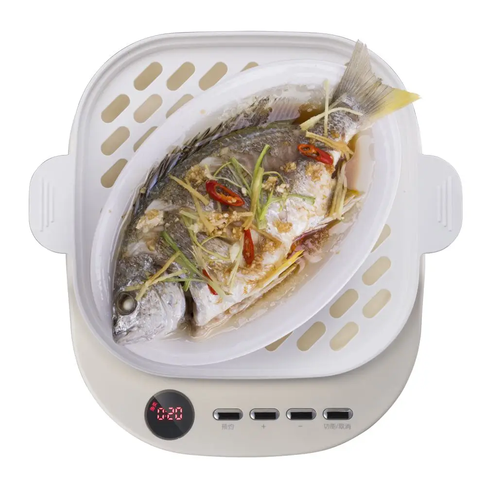 220V Multifunction Electric Steaming Pot Machine 2 Layers Household 6L Automatic Steaming Cooker With Auto-Off And Timer EU/AU/U
