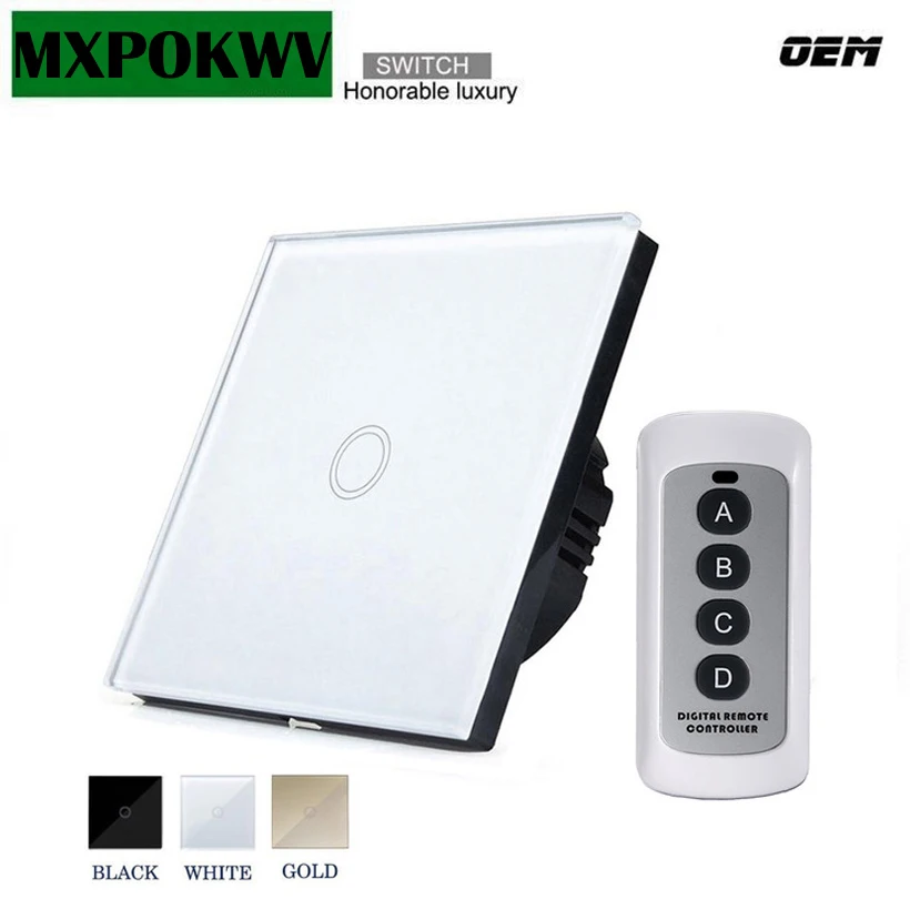 

EU Remote Control Switch 1 Gang 1 Way, RF 433Mhz Smart Switch Wall, Wireless Remote Control Touch Switch 1Gang Free Shipping