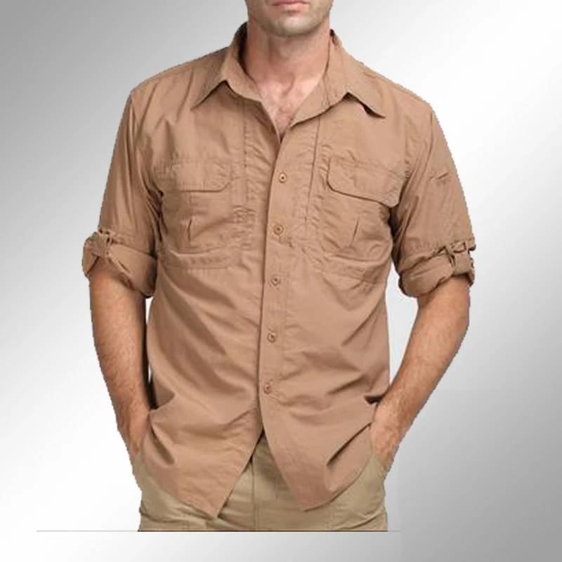 Мужские быстросохнущие рубашки с отстегивающимся длинным рукавом, военные тактические Спортивные походные дышащие съемные сгустки карго с защитой от ультрафиолета
