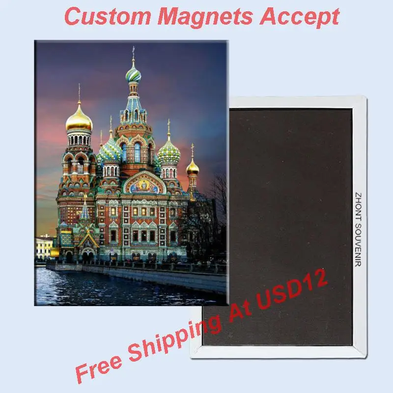 Туристские магниты, Питер в России, церковь Спасителя на крови прямоугольный металлический магнит на холодильник 5544 туристический сувенир
