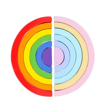 

6Pcs/Set Children Wooden Rainbow Toy Creative Rainbow Assembling Blocks Toys Tor Children Didactical Games Wooden Blocks Toy