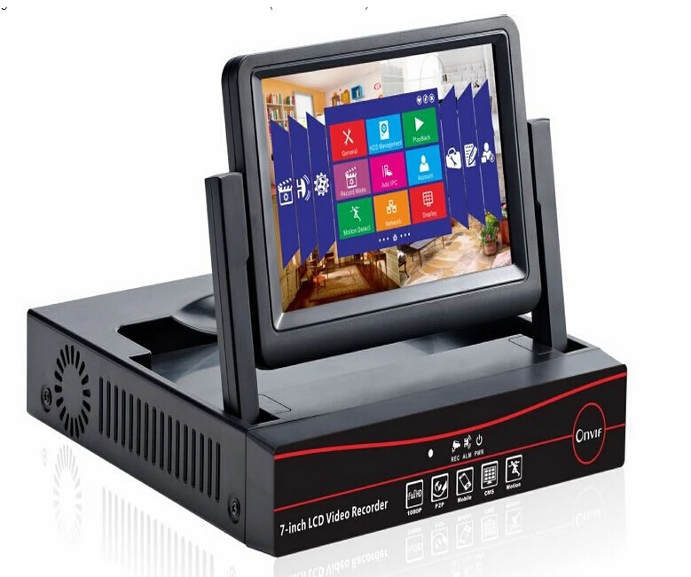 4CH 720P NVR с 7 дюймовым ЖК монитором 4 шт. 1 0 мегапикселя наружная Всепогодная ip камера