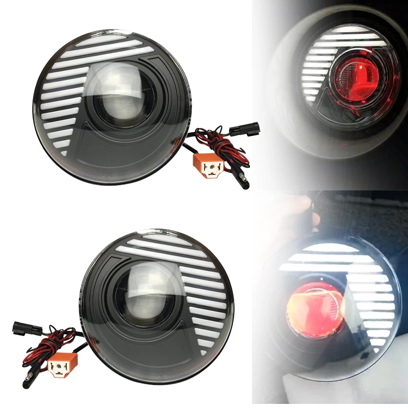 

7" inch Round LED Headlight Black Demon Eye DRL Projector Turn signal Headlight For Jeep Wrangler JK Land rover defender Hummer