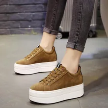 AGUTZM Women Vulcanized Shoes Casual Wedge Platform lace-up Spring Autumn Increasing Shoes Ladies Sneakers Female High Heels Z62 cyabmoz women high heels platform shoes wedge genuine leather height increasing lace up low top party ladies shoes zapatos mujer