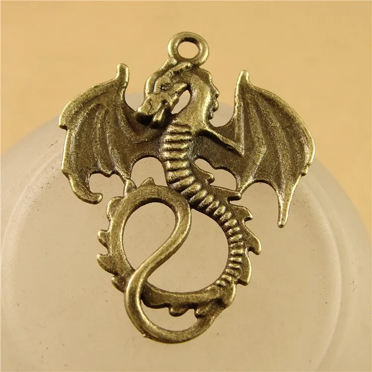 Wholesale Antique Bronze Dragon Charm Pendant DIY Jewlery Charms 50 pc