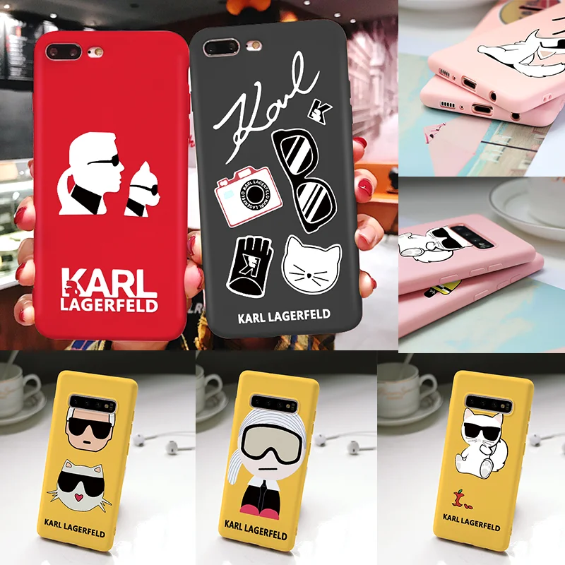 

Fashion Karl Lagerfeld Color Matte TPU Case For Samsung Galaxy S10 S9 S8 J4 J6 Plus Note 8 9 A50 A60 A70 A30 A40 A7 2018 Covers