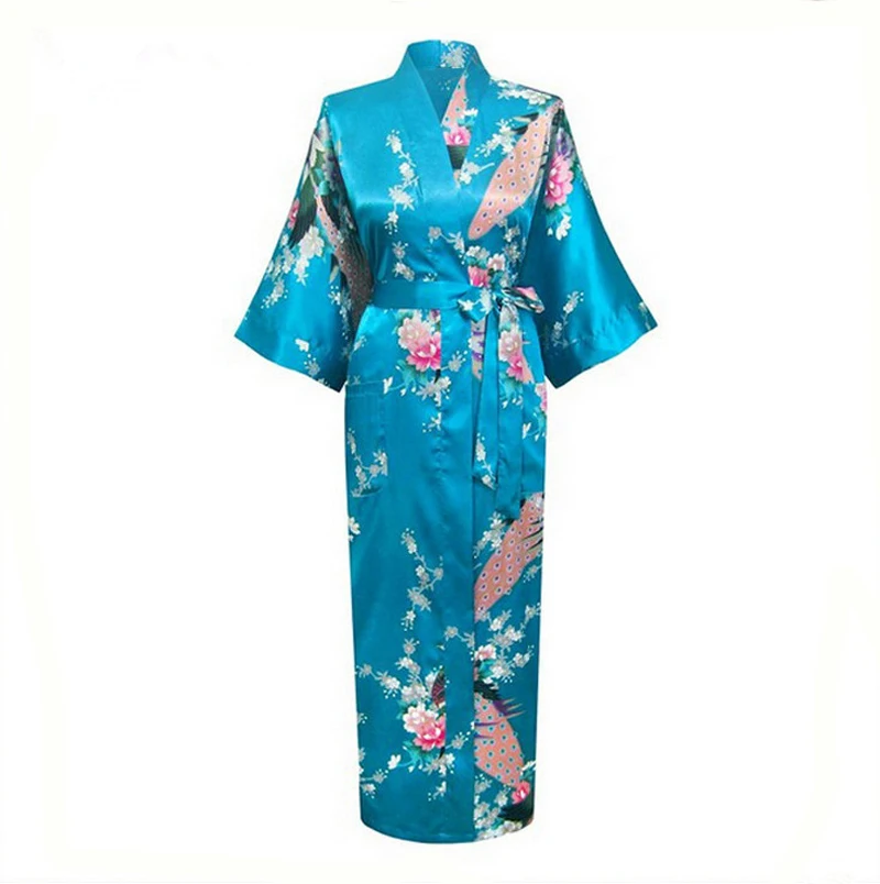 Blue Plus Size S XXXL Bathrobe With Belt Japanese Geisha Yukata Kimono ...