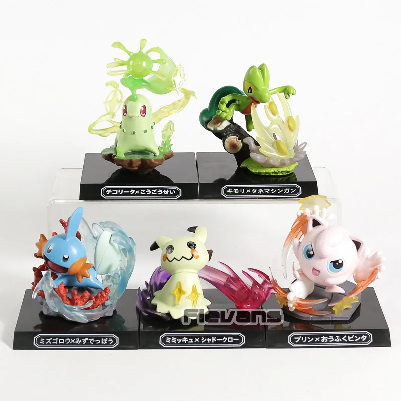 

Anime Cartoon Monster Chikorita Treecko Jigglypuff Mudkip Mimikyu PVC Figure Collectible Model Toy