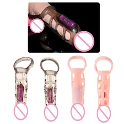 Взрослые пикантные игрушки Вибраторы-пенисы нарощенный рукав для интимные игрушки расширитель Твердые презервативы мужчины