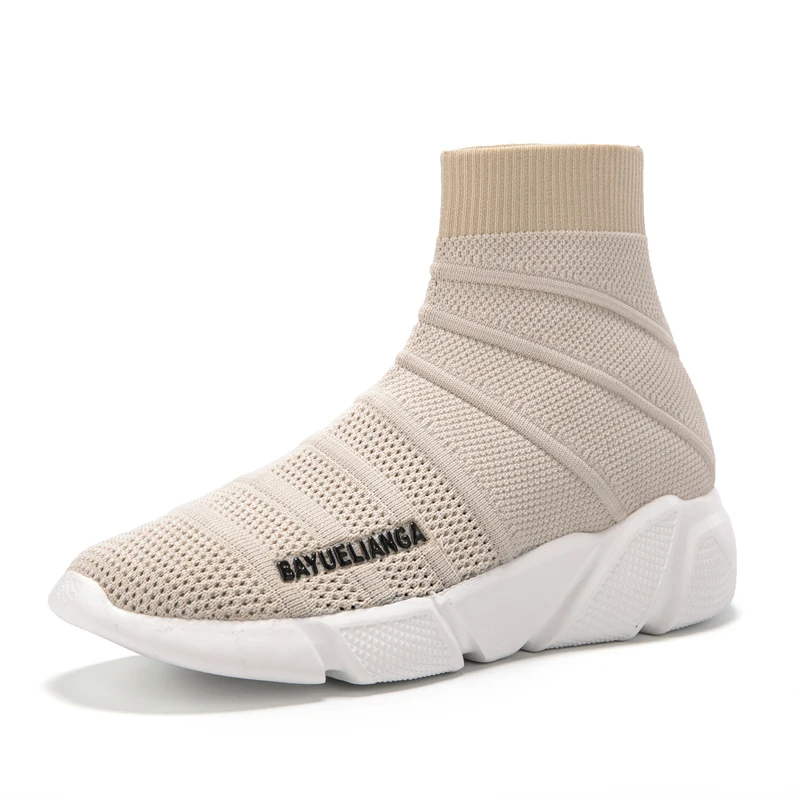 SUOVEKGO/дышащие женские носки с высоким берцем Flyknit женская обувь толстой подошвой