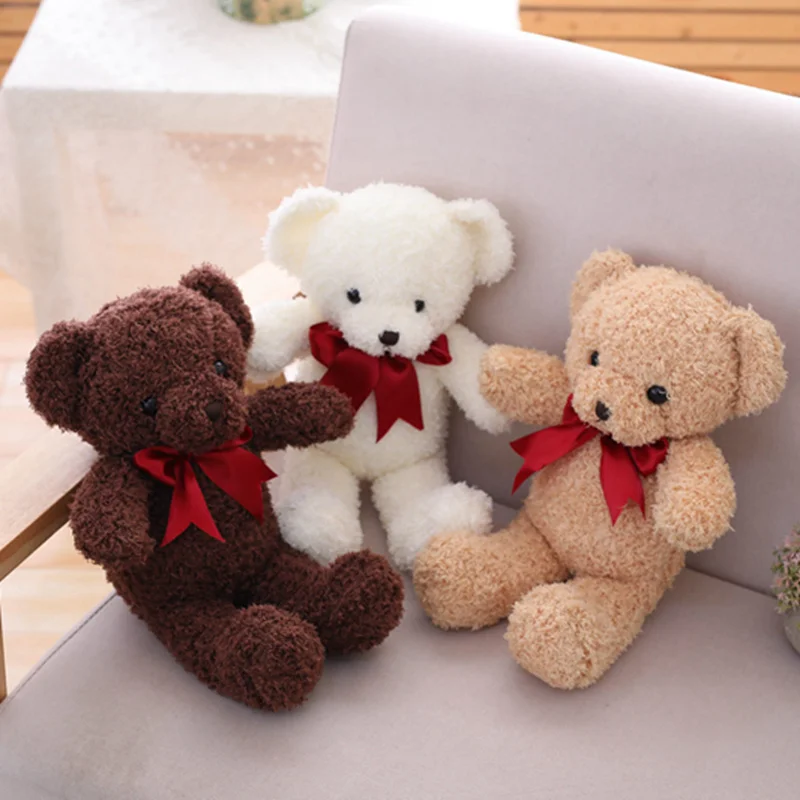 1 шт. 40 см милый Мишка Тедди плюшевые игрушки плюшевая игрушка-животное медведь с галстуком-бабочкой прелестные куклы для детей детские, для