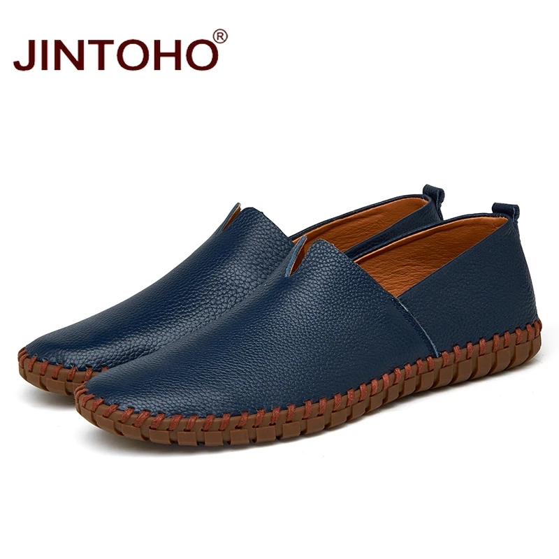Туфли JINTOHO мужские из натуральной кожи Модные слипоны итальянские кожаные лоферы