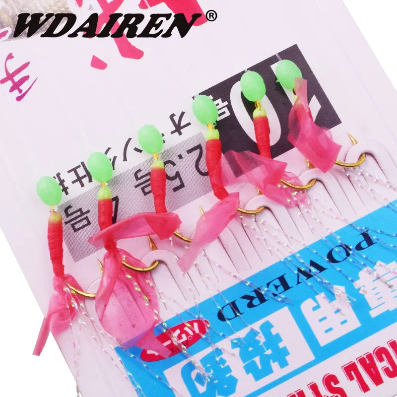 

6Pcs/pack Fishhooks For Swivel Fishing string hook Fish Skin Fishy Smell Pesca Combination String Hook With 6 Small Hook FA-293