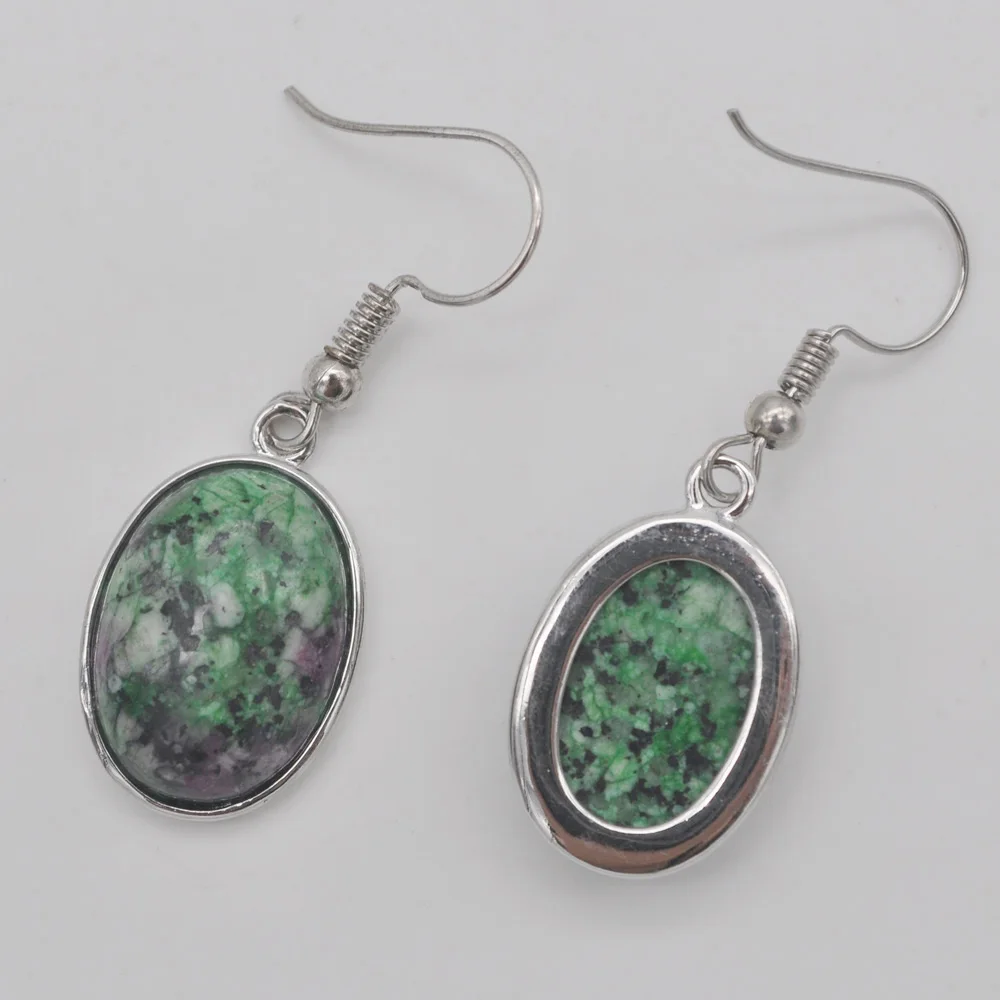 Rhodonite Brazilian Sodalite Malachite Carnelian Sandstone Howlite Crystal Lapis Stone Oval GEM Dangle Earrings Jewelry For Gift - Image 3
